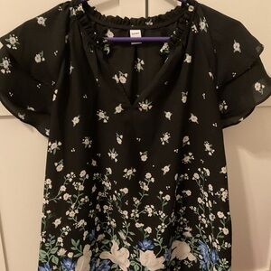 Floral Black Blouse